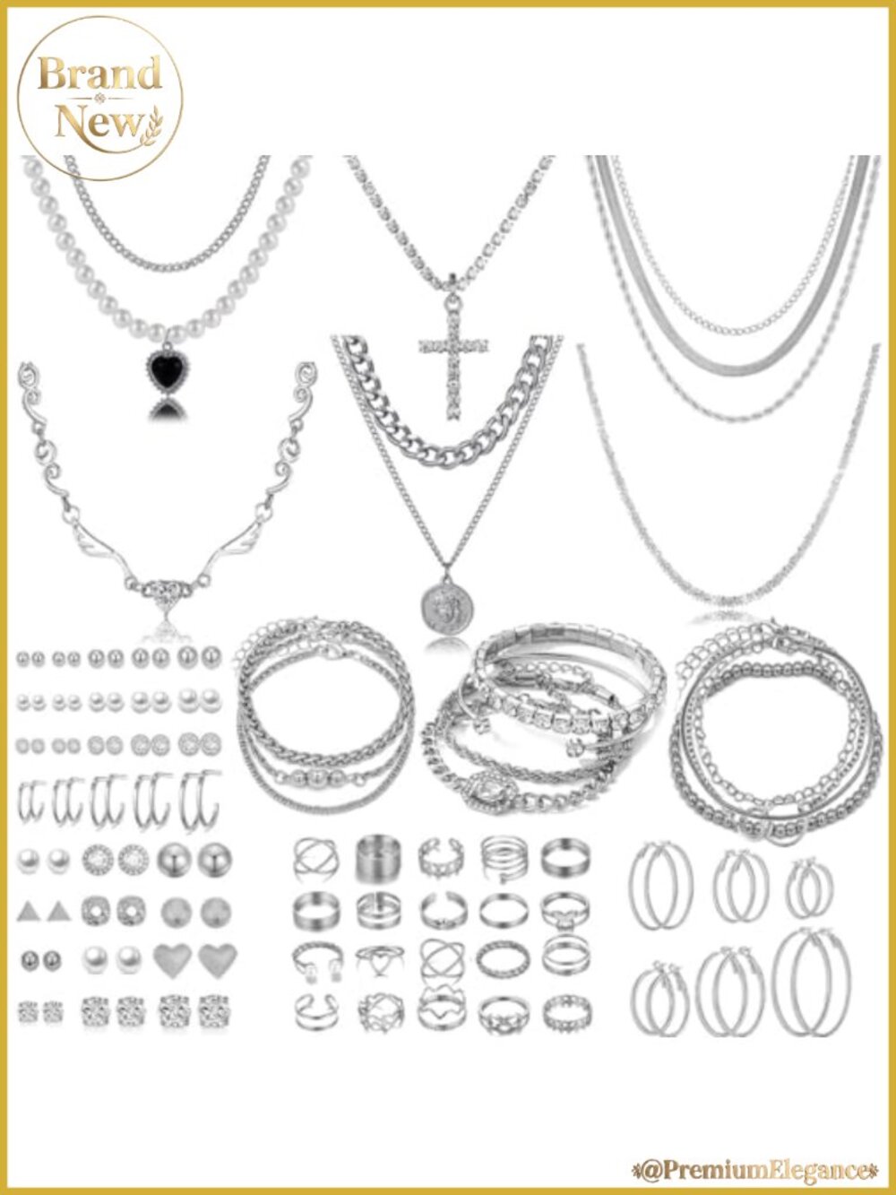 116 Pcs Layered Necklace Bracelet Earrings Rings Jewelry Set for Women Gift,